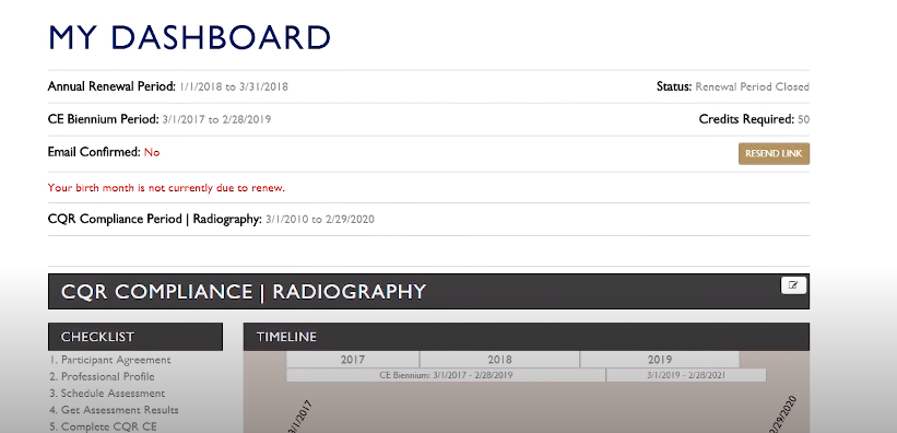 ARRT CQR Continuing Qualifications Requirements Dashboard