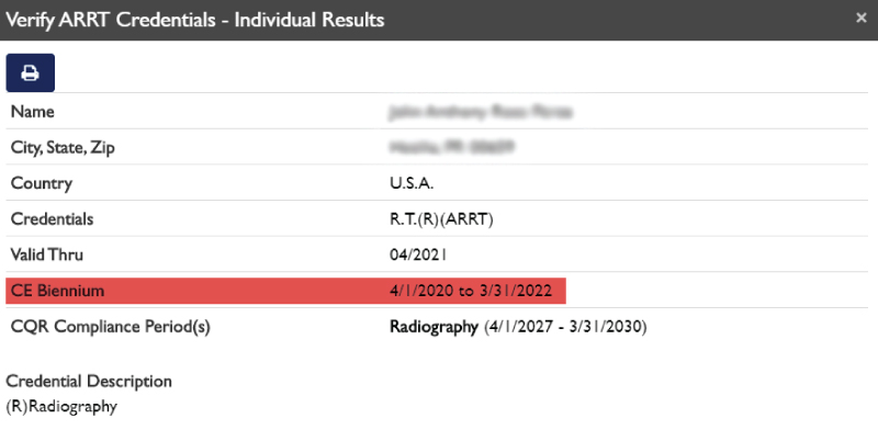 Verify ARRT Credentials